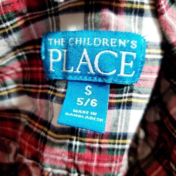 Children's Place Red/White Plaid Shirt Size 5-6. - Picture 6 of 6